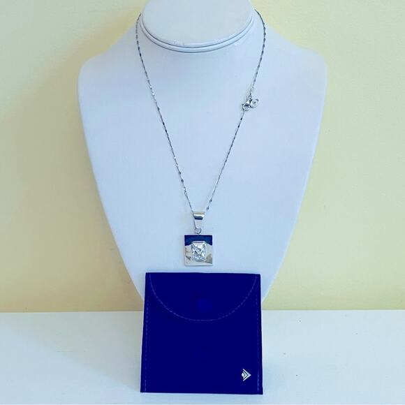 Silpada Sterling Silver Faceted CZ Slide / Pendant & Silpada 18” Chain, Necklace - Picture 4 of 8